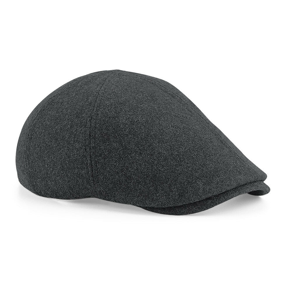 Black moulded melton sales flat cap